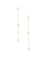 Ettika Freshwater Pearl and Glass Linear Drop Earrings