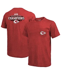 Men's Majestic Threads Red Kansas City Chiefs Super Bowl Lvii Champions Running Back Tri-Blend Pocket T-shirt