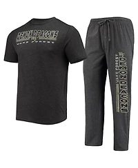 Men's Concepts Sport Heathered Charcoal, Black Wake Forest Demon Deacons Meter T-shirt and Pants Sleep Set