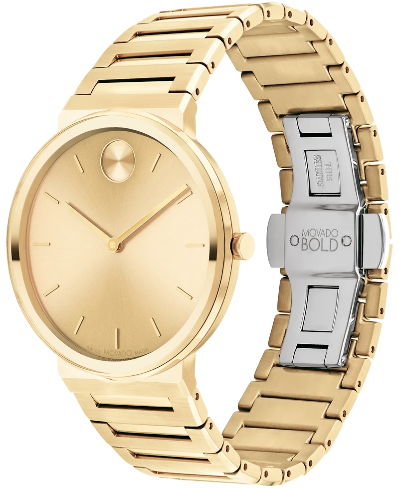 Movado Men's Bold Horizon Swiss Quartz Ionic Plated Light Gold-Tone Steel Watch 40mm