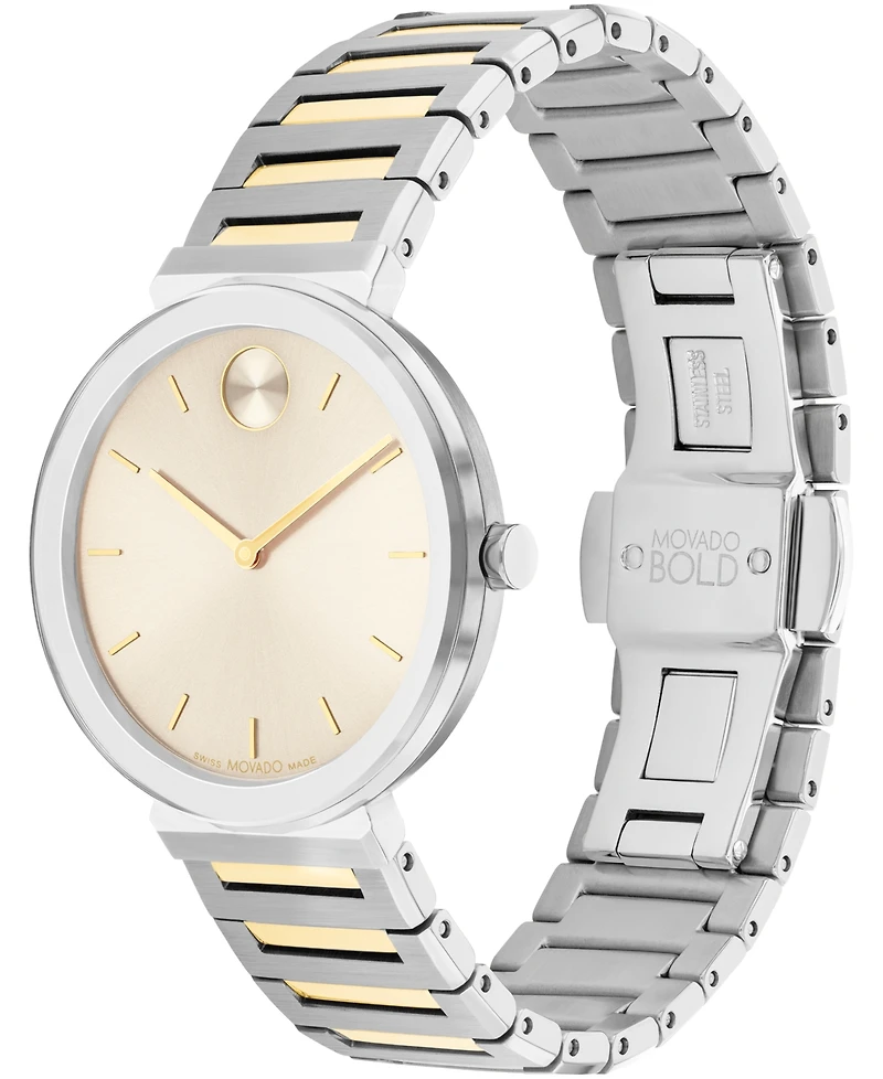 Movado Women's Bold Horizon Swiss Quartz Two Tone Stainless Steel Watch 34mm