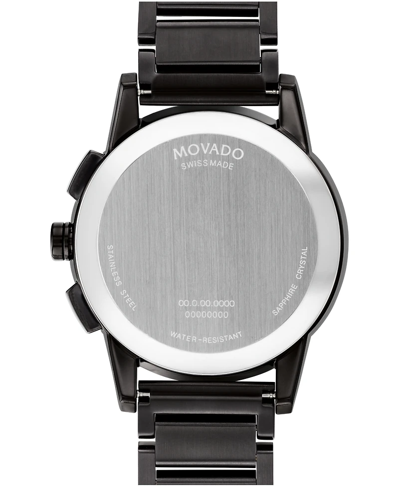Movado Men's Museum Sport Swiss Quartz Chronograph Black Pvd Watch 43mm