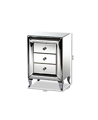 Baxton Studio Pauline Contemporary Glam and Luxe 26" Mdf and Mirrored 3-Drawer Nightstand