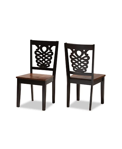 Baxton Studio Gervais Modern and Contemporary Transitional 2-Piece Two-Tone Dark and Finished Wood Dining Chair Set