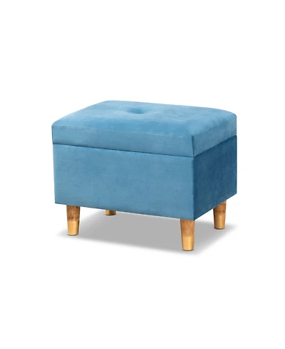 Baxton Studio Elias Modern and Contemporary Velvet Fabric Upholstered Finished Wood Storage Ottoman