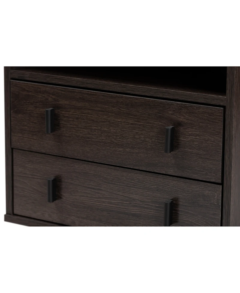 Baxton Studio Glover Modern and Contemporary 21.7" Finished Wood and Finished Metal 2-Drawer Nightstand