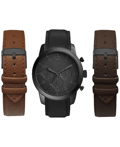 American Exchange Men's Chronograph Interchangeable Strap Watch 44mm Gift Set