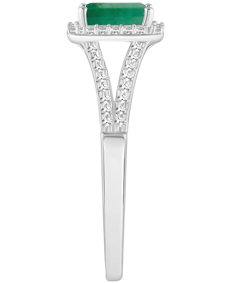 Emerald (1/2 ct. t.w.) & Diamond (1/4 Split Shank Ring Sterling Silver (Also Ruby Sapphire)