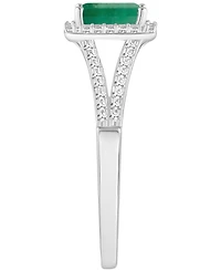 Emerald (1/2 ct. t.w.) & Diamond (1/4 Split Shank Ring Sterling Silver (Also Ruby Sapphire)