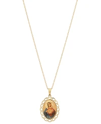 Virgin Mary Medallion & Prayer 18" Pendant Necklace in 10k Gold