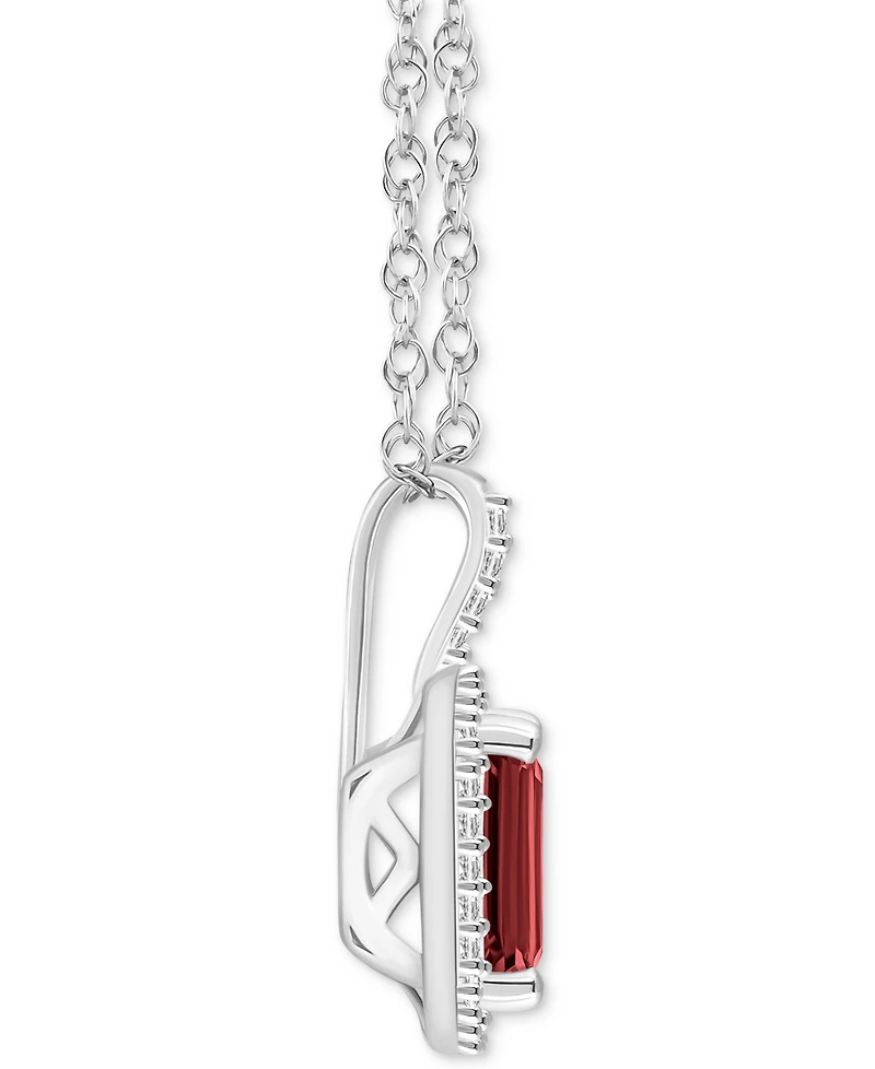 Amethyst (1-5/8 ct. t.w.) & Diamond (1/6 ct. t.w.) Halo 18" Pendant Necklace in Sterling Silver (Also in Citrine, Garnet, Peridot, & Blue Topaz)