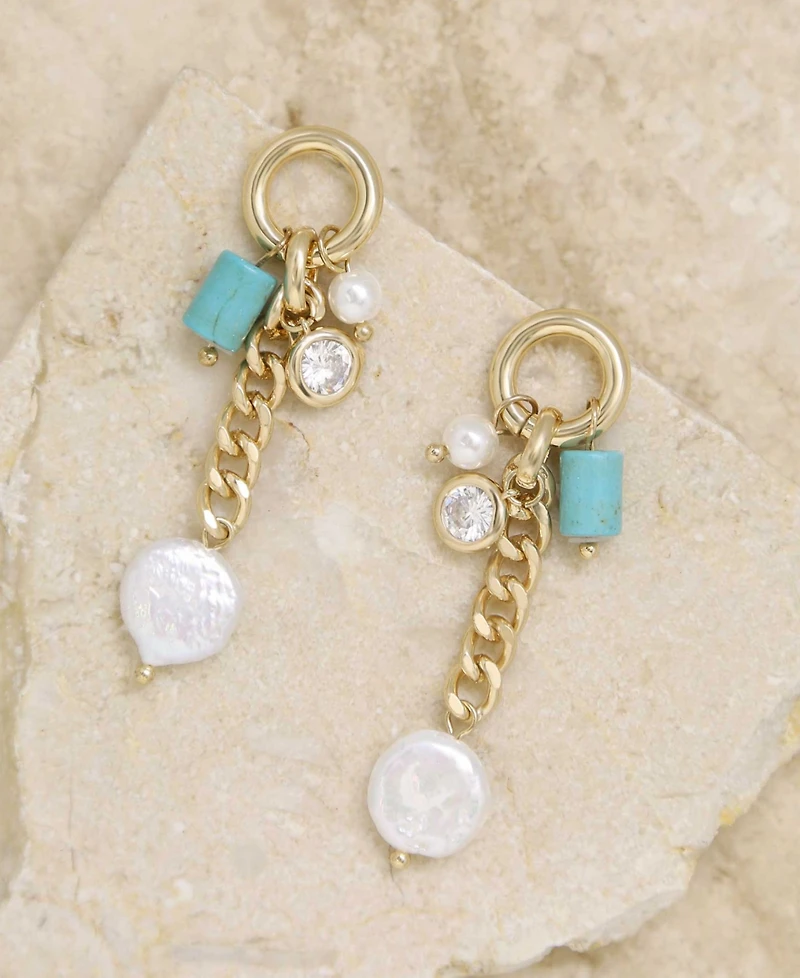Ettika Imitation Pearl Turquoise Dangle Earrings