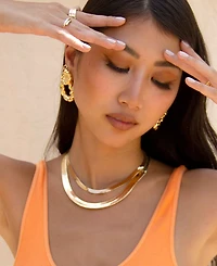Ettika Gold Plated Flat Snake Chain Necklace