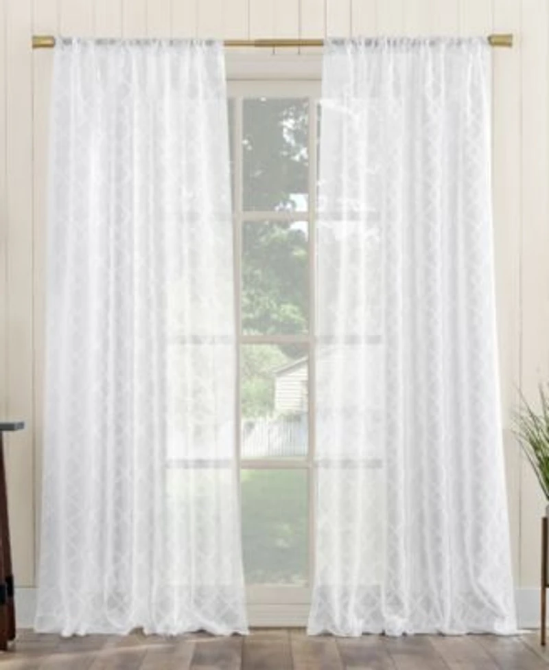 No. 918 Tina Geometric Clipped Semi Sheer Rod Pocket Curtain Collection