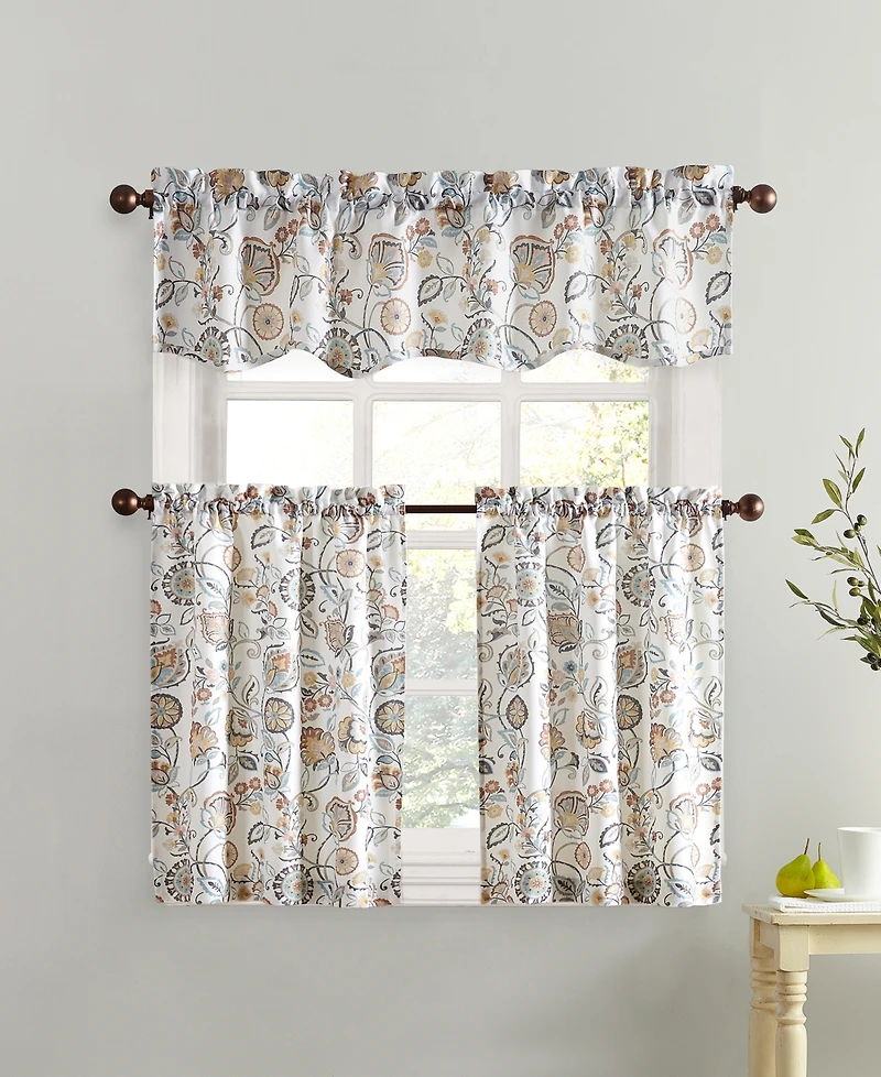 Signy Jacobean Pattern Semi-Sheer Rod Pocket Kitchen Curtain Valance