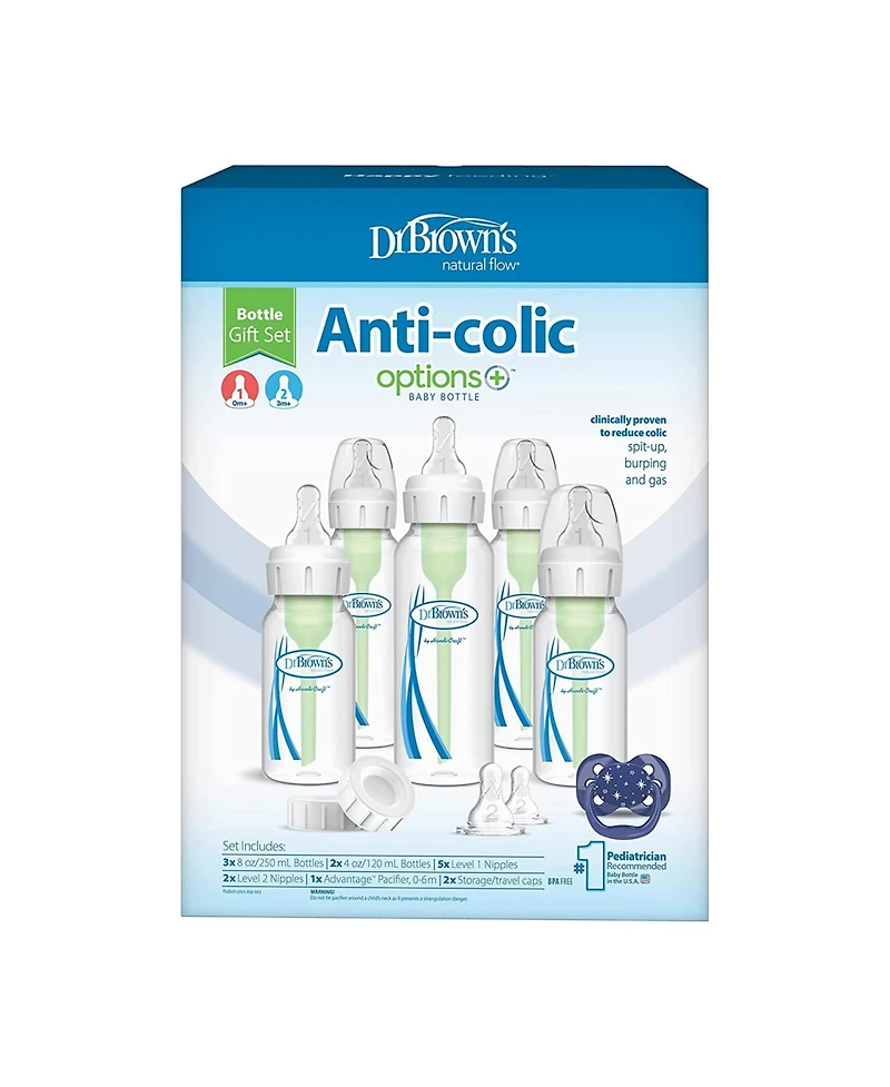 Dr. Browns Baby 15 Piece Natural Flow Anti-Colic Options+ Narrow Baby Bottle Gift Set