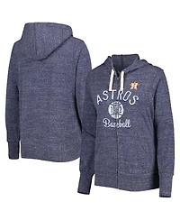 Women's Touch Heathered Navy Houston Astros Training Camp Tri-Blend Full-Zip Hoodie