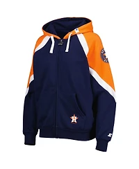 Women's Starter Navy, Orange Houston Astros Hail Mary Full-Zip Hoodie