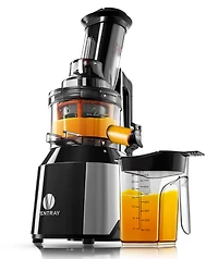 Big Feeding Mouth Masticating Juicer, Large Chute Juice Extractor for Fruit & Vegetable, Black