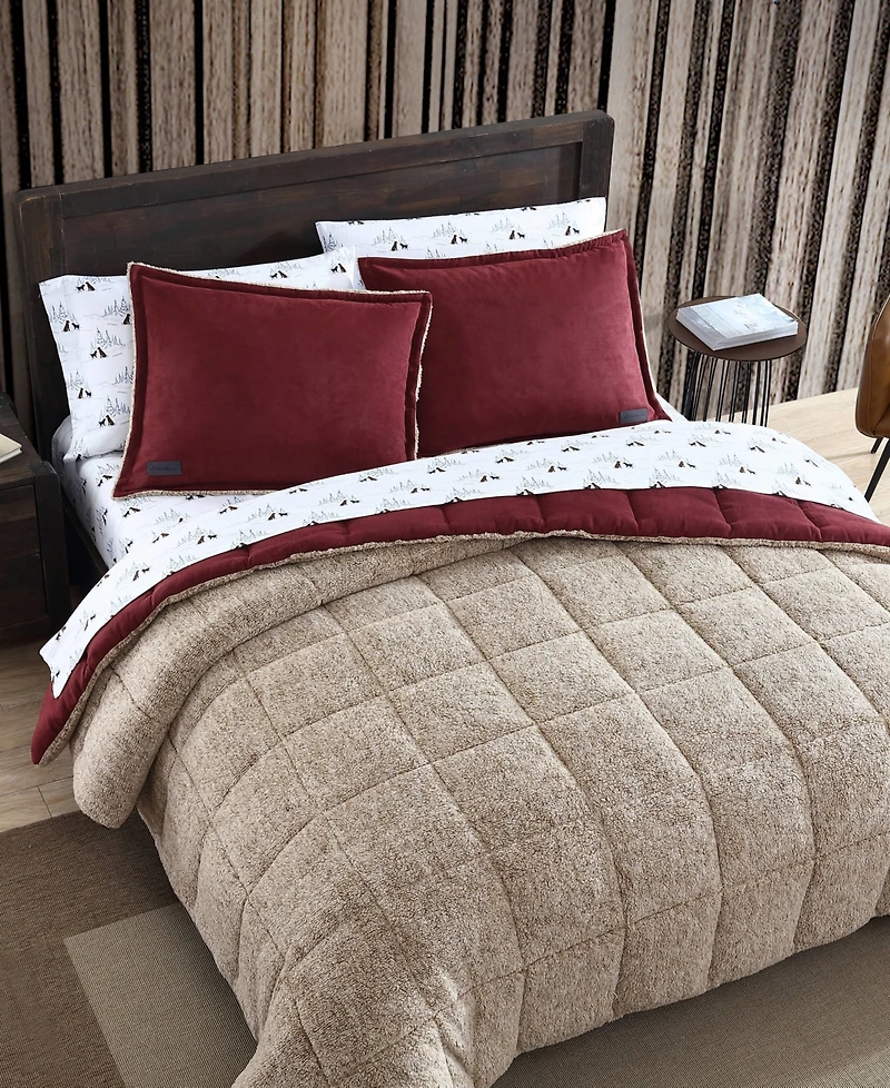 Eddie Bauer Sherwood Reversible Micro-suede Sherpa Comforter Set, Twin