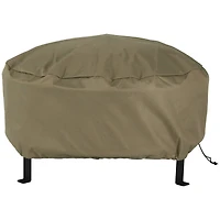 Outdoor Heavy-Duty Weather-Resistant Pvc and 300D Polyester Round Fire Pit Cover with Drawstring and Toggle Closure