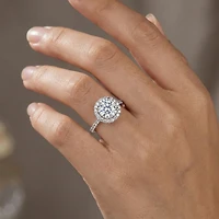 Sterling Silver White Gold Plated Round Clear Cubic Zirconia Solitaire Ring