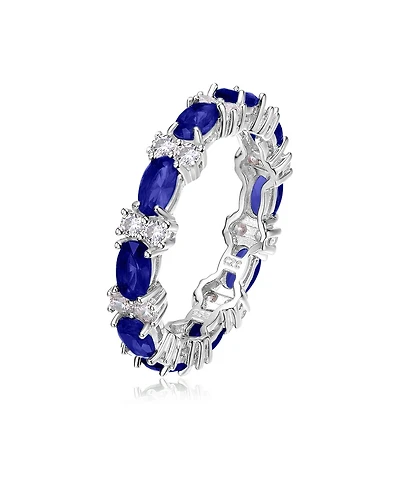 Sterling Silver White Gold Plated with & Cubic Zirconia Chunky Eternity Band Ring