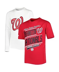 Big Boys and Girls Stitches Red, White Washington Nationals Combo T-shirt Set