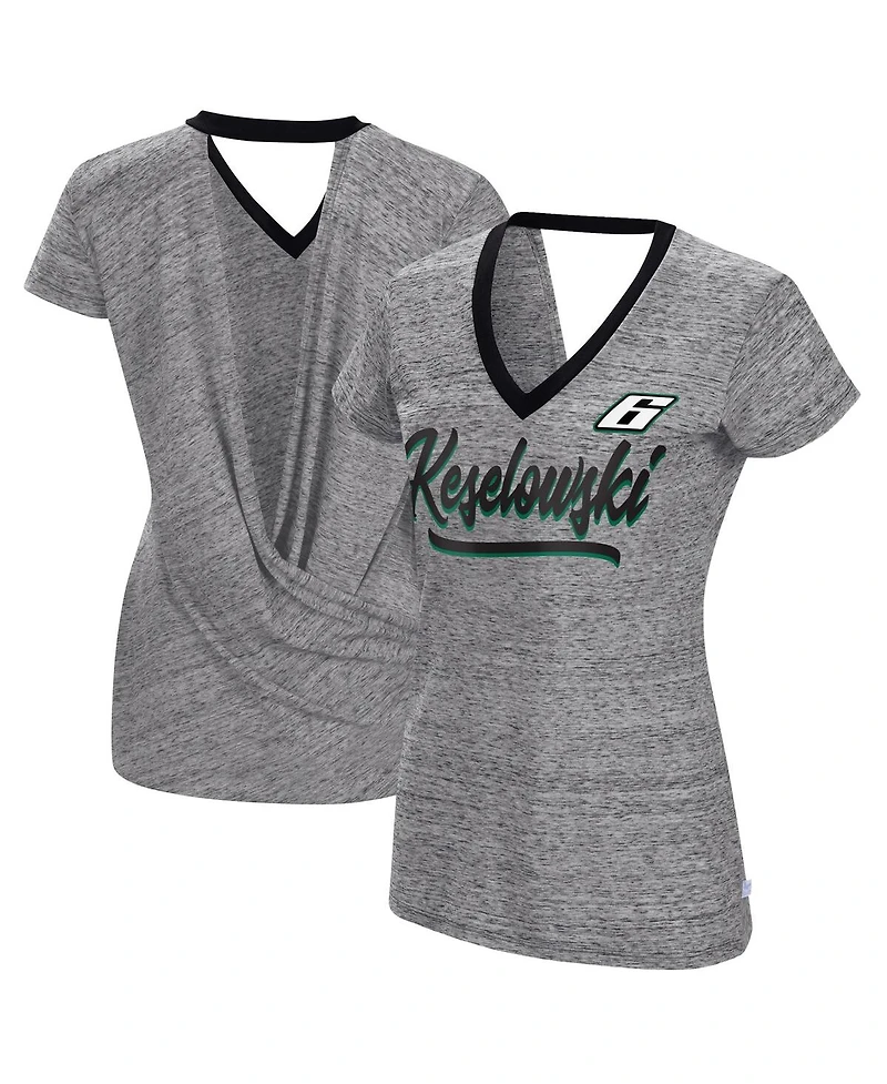 Women's Touch Heather Black Brad Keselowski Halftime Back Wrap T-shirt