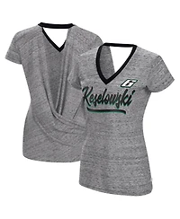 Women's Touch Heather Black Brad Keselowski Halftime Back Wrap T-shirt