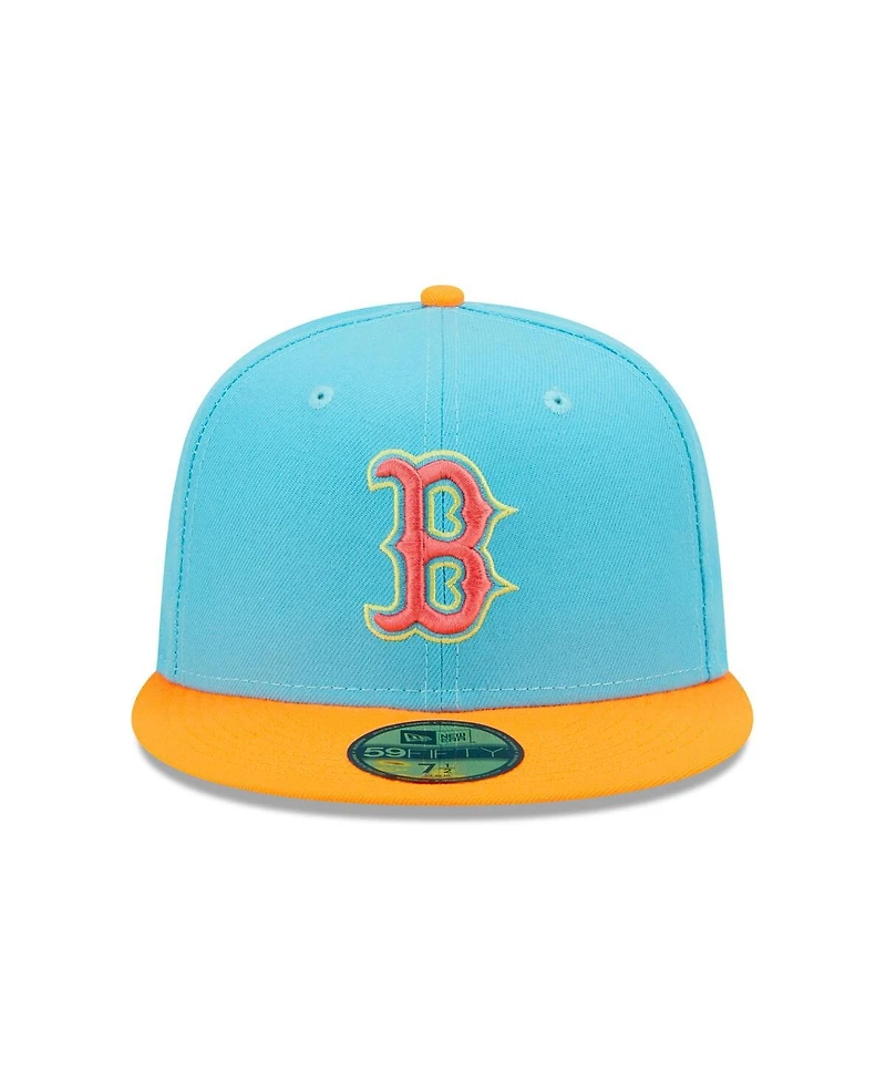 Men's New Era Blue and Orange Boston Red Sox Vice Highlighter 59FIFTY Fitted Hat