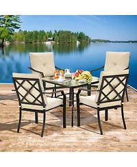 Costway 4 Pcs Patio Dining Chairs Stackable Removable Cushions Garden Deck