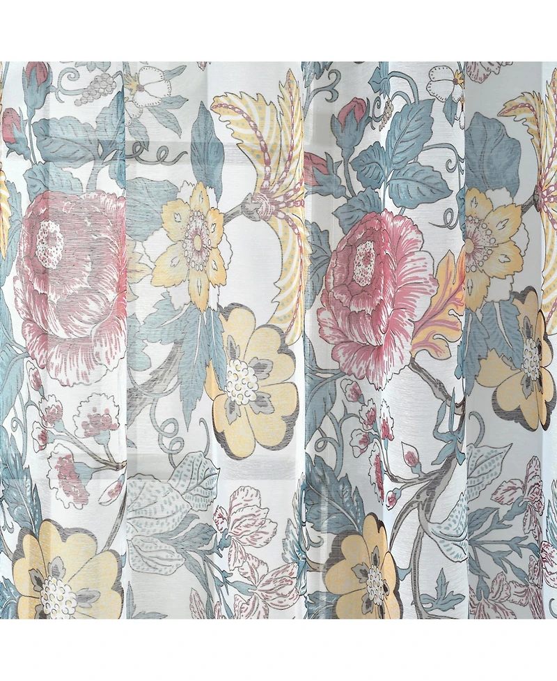 Lush Decor Sydney Sheer Window Curtain Panels Pair 52"W x 84"L - Floral Bedroom Curtains - Sheer Curtains for Living Room - Drapes