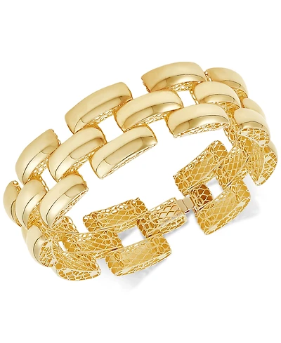Italian Gold Stampato Panther Link Bracelet in 14k Gold