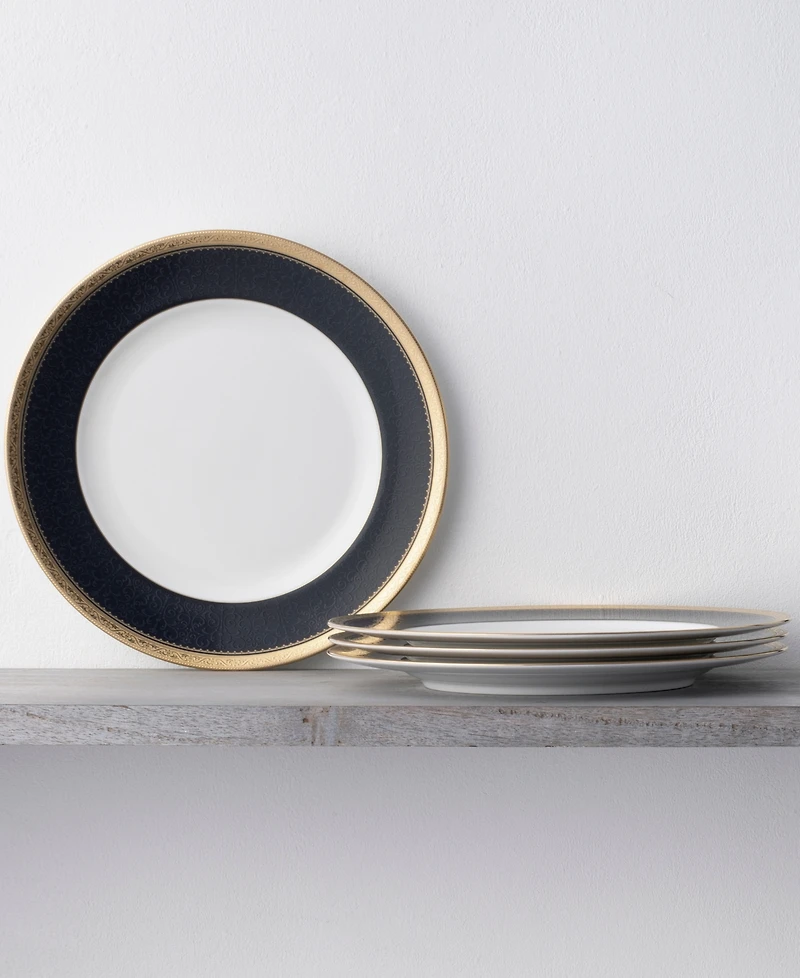 Noritake Odessa Cobalt Gold Set of 4 Dinner Plates, Service For 4