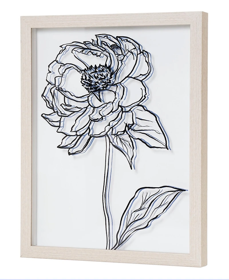 American Art Decor Peony Sketch Printed Glass Wall Art, 12" x 15"