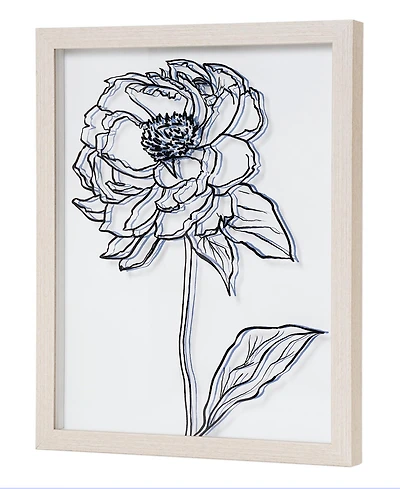 American Art Decor Peony Sketch Printed Glass Wall Art, 12" x 15"