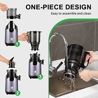 Slow Masticating Cold Press Juicer, Extra-Wide 5.1" Feed Chute, 250W High-Yield Juicer with 1 Free Extra Auger