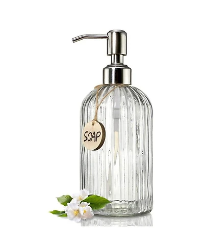Zulay Kitchen Easy Press Pump Clear Glass Hand Soap Dispenser for Bathroom