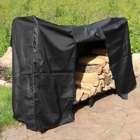 Sunnydaze Decor 6 ft Powder-Coated Steel Firewood Log Rack with Black Cover