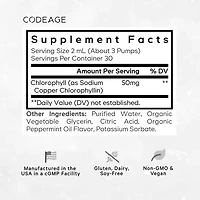 Codeage Chlorophyll Liquid Drops Supplement - Chlorophyll 50 mg per Serving, Liquid Chlorophyll Water, Organic Peppermint Flavor Clorofila Drink