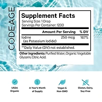 Codeage Usda Organic Iodine Drops – Usda Certified Organic - 250 Mcg Per Serving - 1+ Year Supply - Liquid Iodine Supplement