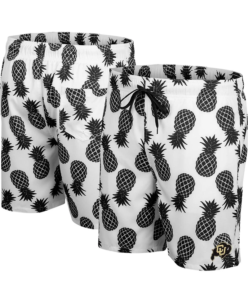 Men's Colosseum White Colorado Buffaloes Pineapples Swim Shorts