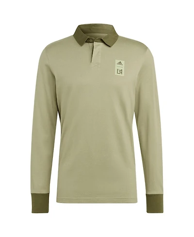 Men's adidas 2023 Player Green Lafc Travel Long Sleeve Polo Shirt