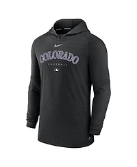 Men's Nike Heather Black Colorado Rockies Authentic Collection Early Work Tri-Blend Performance Pullover Hoodie