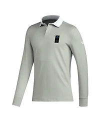 Men's adidas Gray 2023 Player Charlotte Fc Travel Long Sleeve Polo Shirt