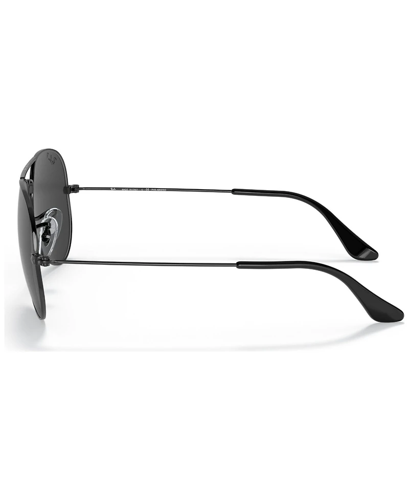 Ray-Ban Unisex Aviator Total Black Polarized Sunglasses, RB3025