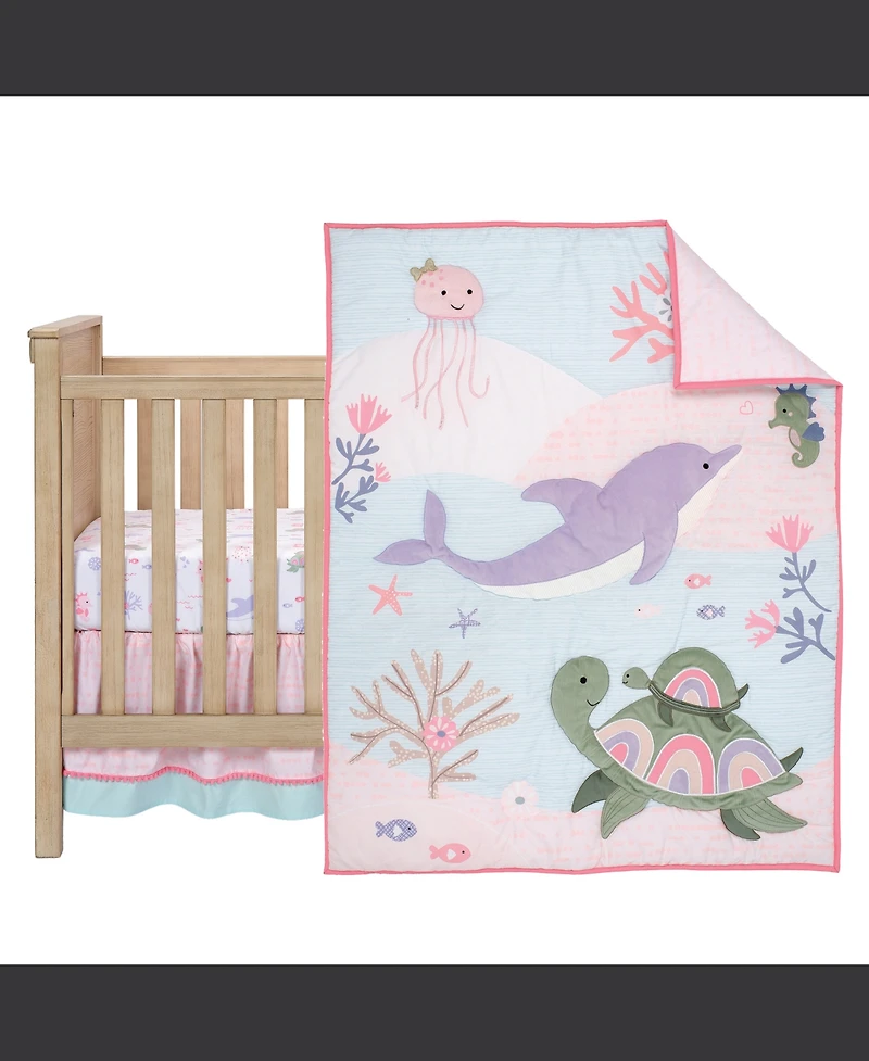 Lambs & Ivy Sea Dreams 3-Piece Dolphin/Turtle Nautical Baby Crib Bedding Set