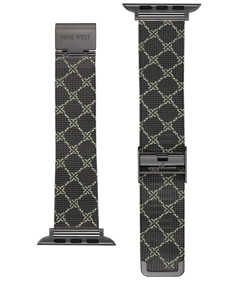 Nine West Women's Patterned Stainless Steel Mesh Band designed for Apple Watch 42mm (Series 10) & 38/40/41mm