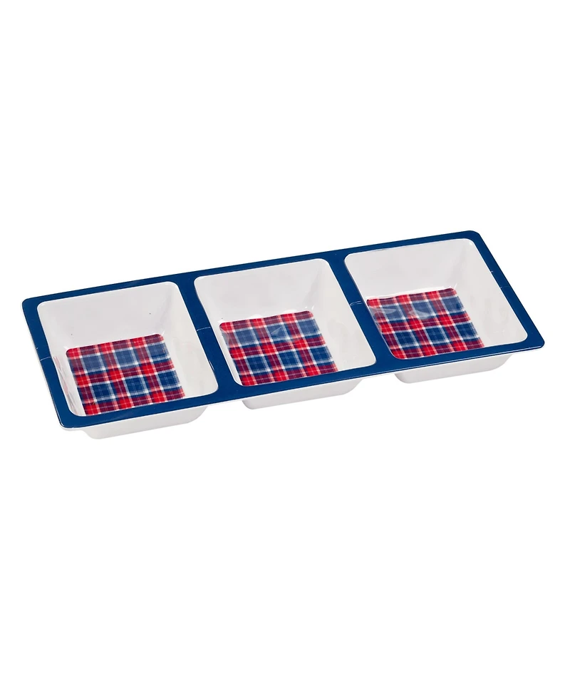 Certified Internationa Patriotic Plaid Melamine Hostess, Set 3 Piece